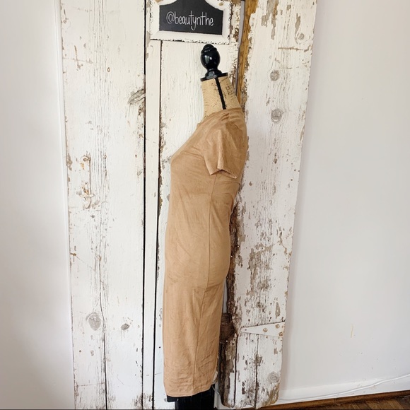 Vibe sportswear sueded fabric camel midi dress - Picture 2 of 5
